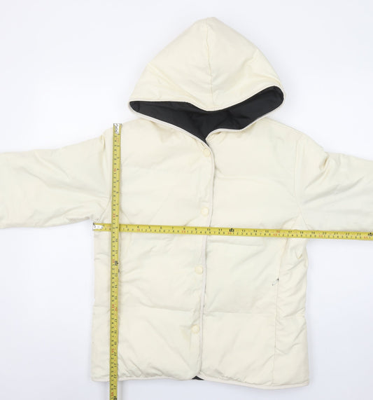 G.L. Womens Ivory Puffer Jacket M Hooded Winter Coat
