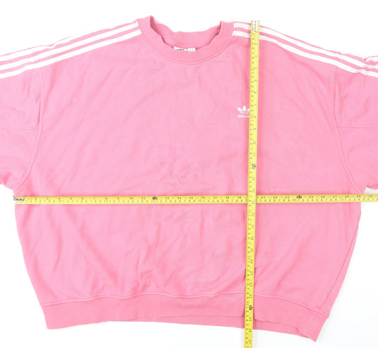 Adidas Women Pink Crew Neck Pullover Sweatshirt Size L Relaxed Fit