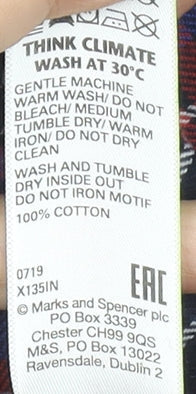 Marks and Spencer Boys Red Blue Check Long Sleeve Button-Up Shirt 11-12 Years