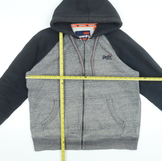 Superdry Men's Grey Full Zip Hoodie XL Regular Fit