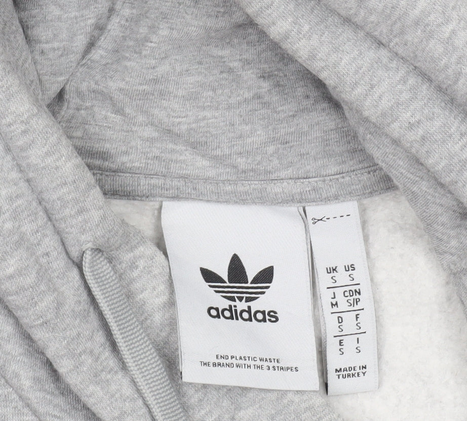 Adidas Men's Grey Pullover Hoodie S Logo Graphic Fleece Sweatshirt