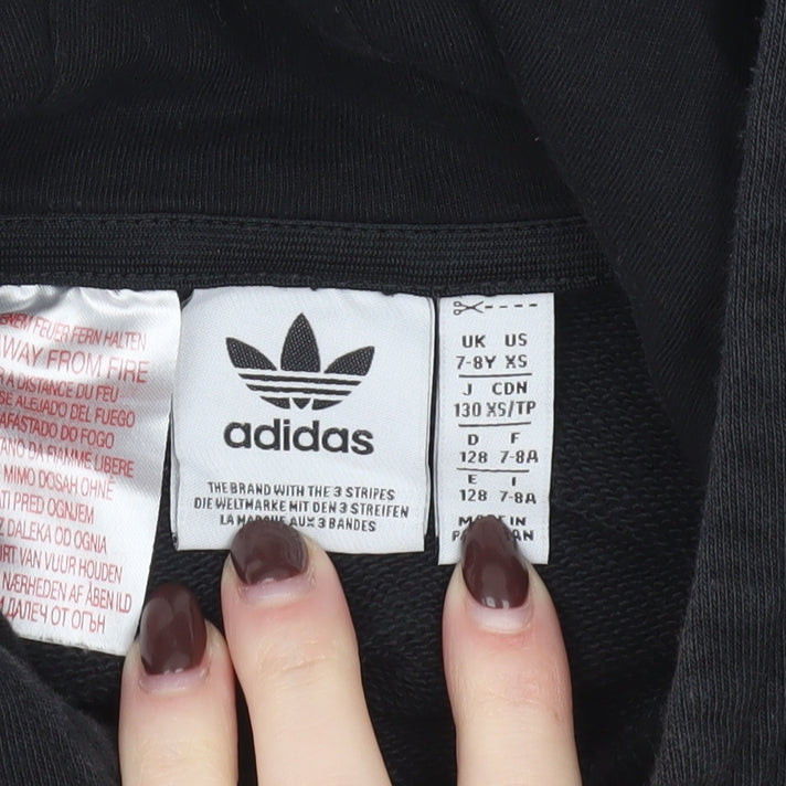 Adidas Boys Black Hoodie 7-8 Years XS Pullover Cotton Blend Logo