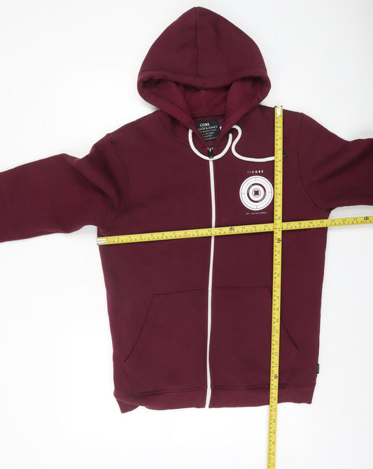 Mens UK M Regular JACK & JONES Red Full Zip Hoodie
