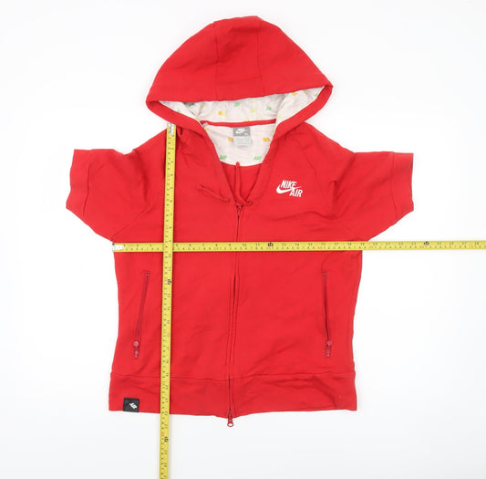 Nike Air Women's Red Short Sleeve Full Zip Hoodie XL