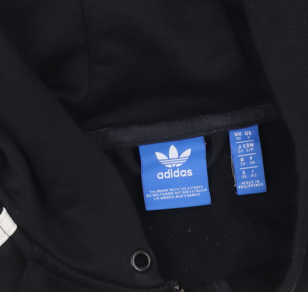 Adidas Womens Black Full Zip Hoodie Size 10 Hooded Sweatshirt