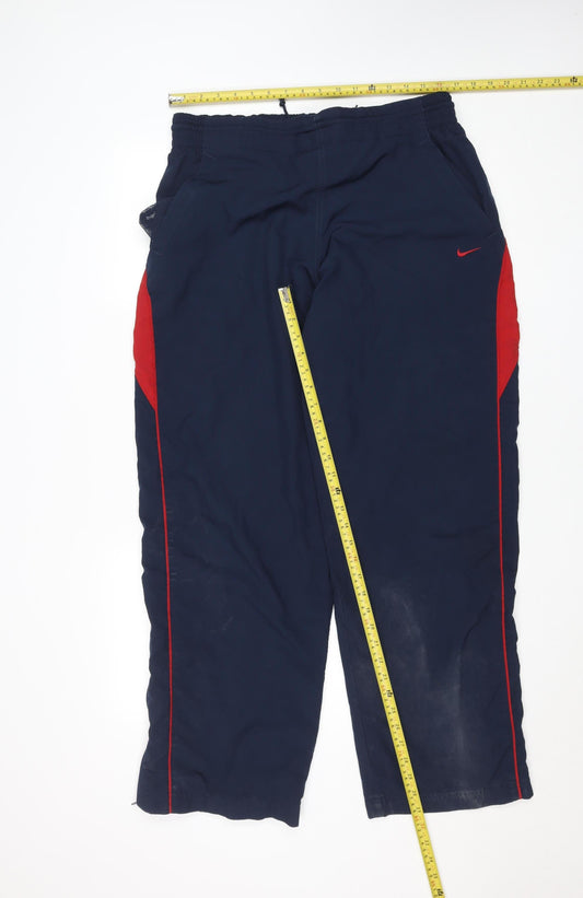 Nike Men's Blue Track Pants L 34in Elastic Waist Quick Dry Breathable