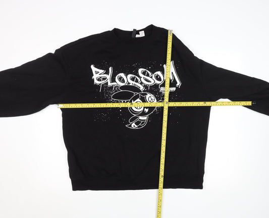 H&M Divided Women's Black Blossom Powerpuff Girls Printed Sweatshirt Size L