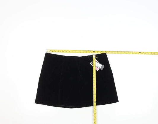PrettyLittleThing Women Black Size 10 Mini Velvet Skirt