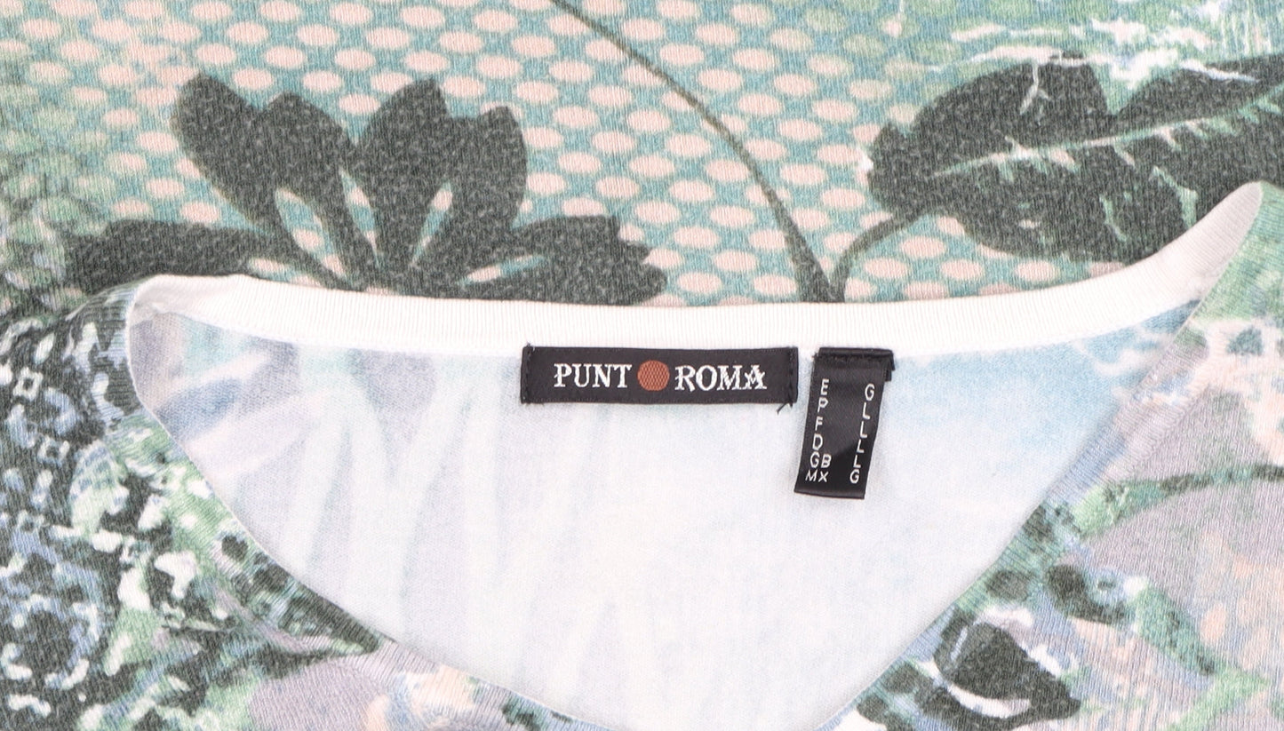 Punt Roma Women's Multicoloured Floral V-Neck Long Sleeve Blouse L