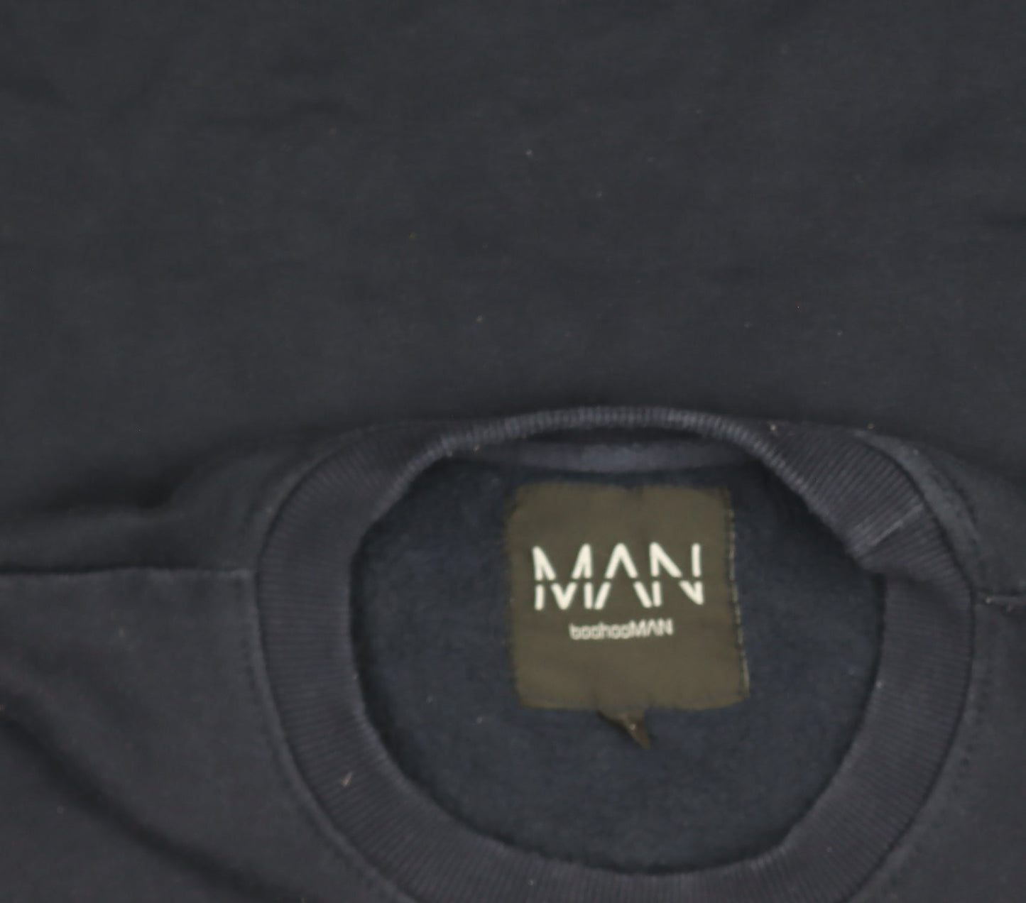 Additional view of boohooMAN Men’s Navy & Red Crew Neck Embroidered Logo Sweatshirt, size M
