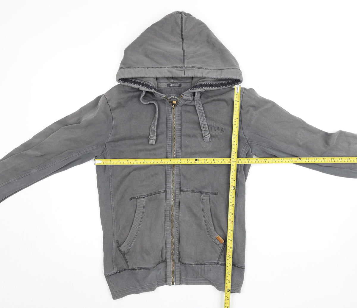 Mens UK S Regular FatFace Grey Full Zip Hoodie