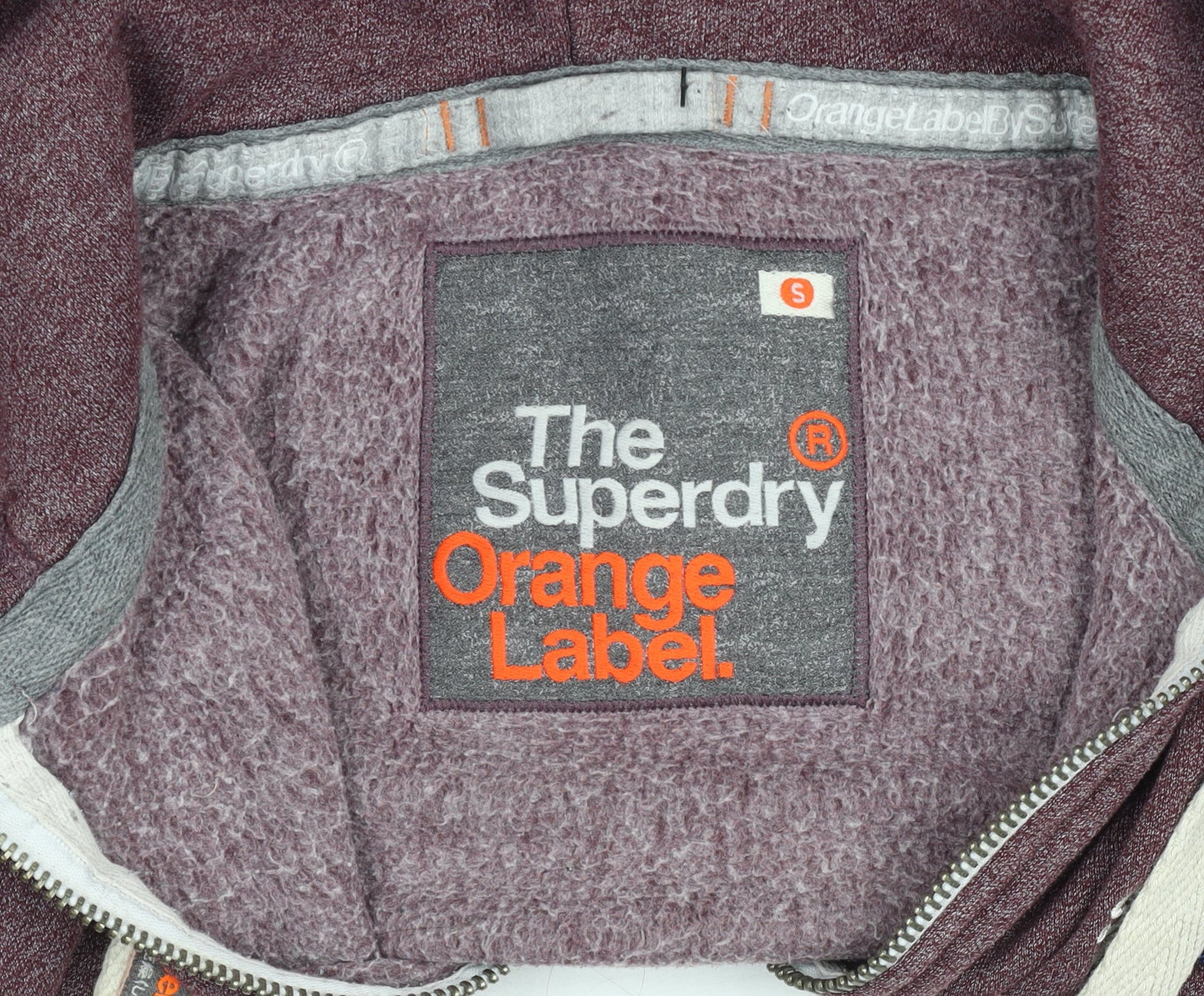 Superdry Men's Red Full Zip Hoodie Small Fleece Lined