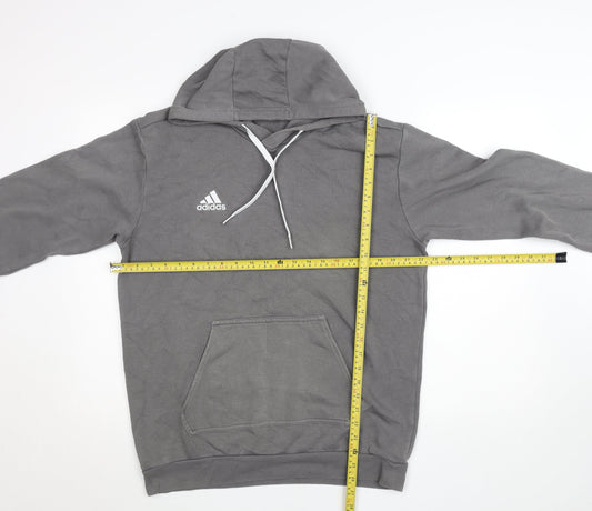 Adidas Mens Grey Pullover Hoodie M Regular Fit Sports Sweatshirt