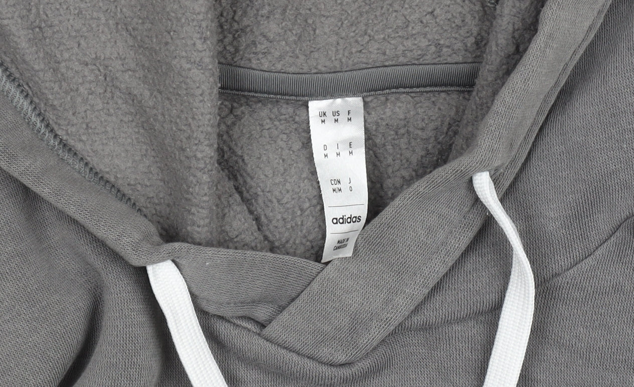 Adidas Mens Grey Pullover Hoodie M Regular Fit Sports Sweatshirt