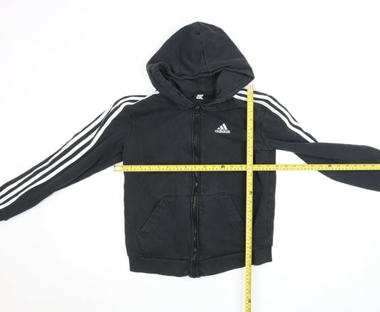 adidas Boys Black Full Zip Fleece Hoodie 9-10 Years