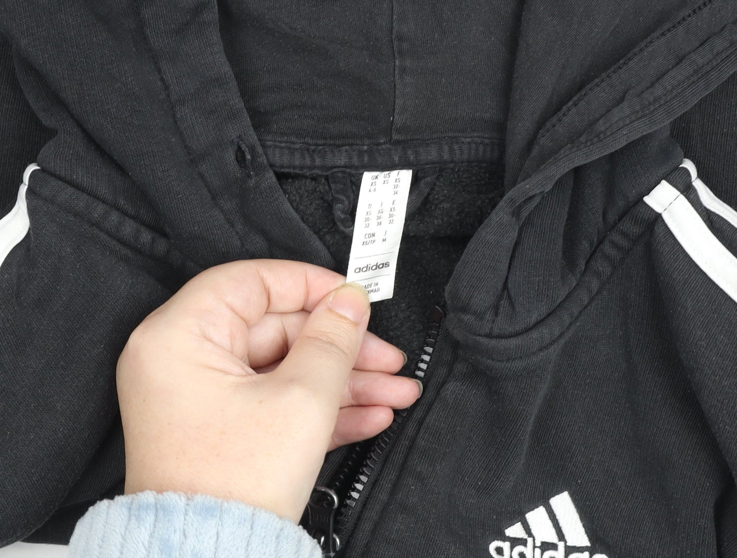 adidas Boys Black Full Zip Fleece Hoodie 9-10 Years