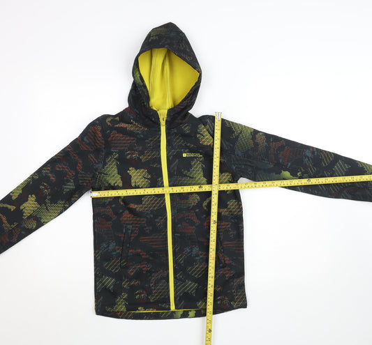 Mountain Warehouse Boys Black Camouflage Softshell Jacket 11-12 Years Water Resistant