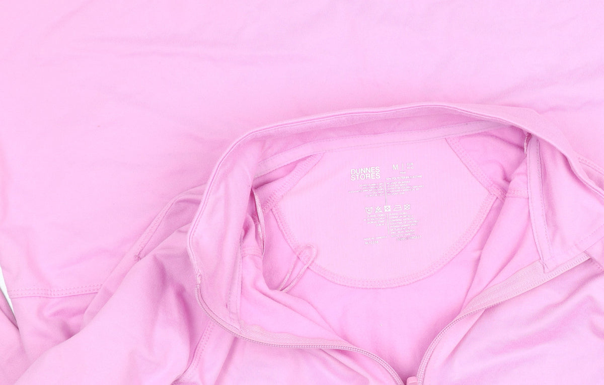 Brand and care label for Dunnes Women’s Pink 1/2 Zip Sweatshirt M Hooded Pullover Tunic Top
