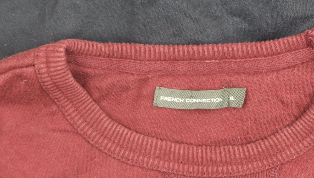 Additional view of French Connection men’s xl red & black colour block crew neck sweatshirt