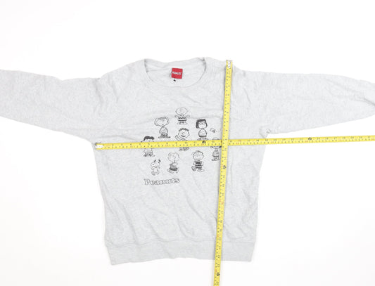 Marks and Spencer Peanuts Women Grey Marl Size 10 Crew Neck Sweatshirt