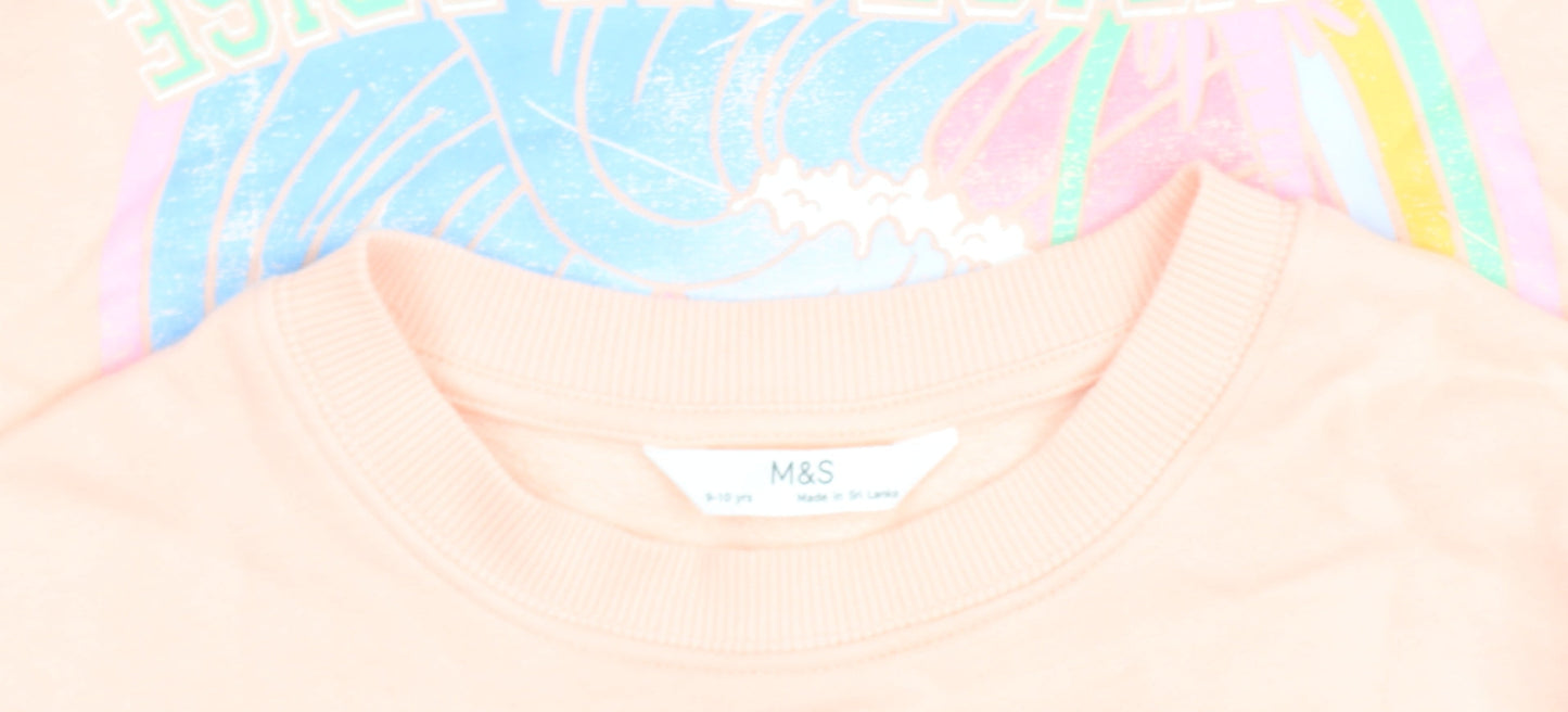 Marks and Spencer Girls Pink Graphic Pullover Sweatshirt 9-10 Years