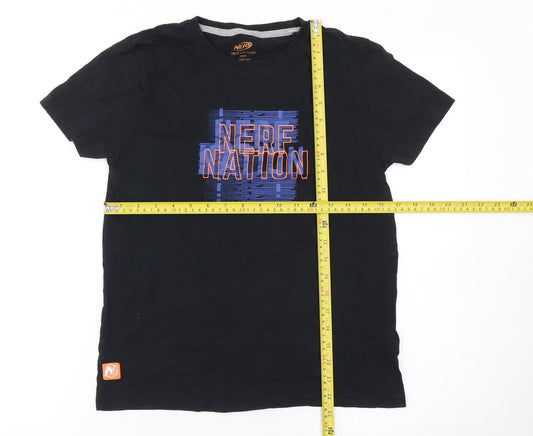 Nerf Boys Black Graphic T-Shirt 12-14 Years Crew Neck Short Sleeve