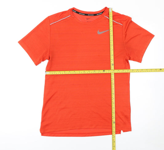 Nike Mens Orange Dri-Fit Running T-Shirt S Short Sleeve Athletic Top