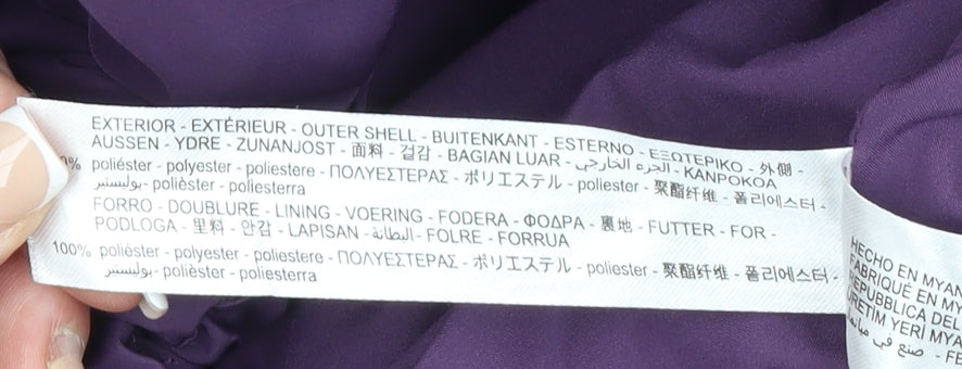 ZARA Women Purple XS Puffer Jacket Hooded Short Winter Coat