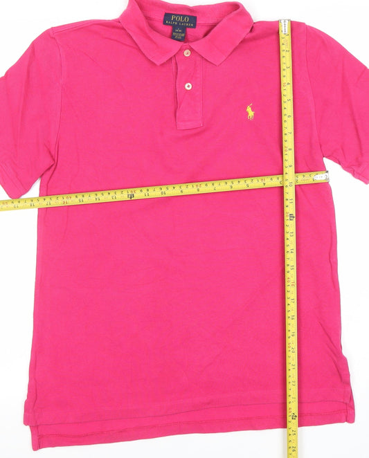 Ralph Lauren Women's Pink Cotton Polo Shirt L Classic Fit