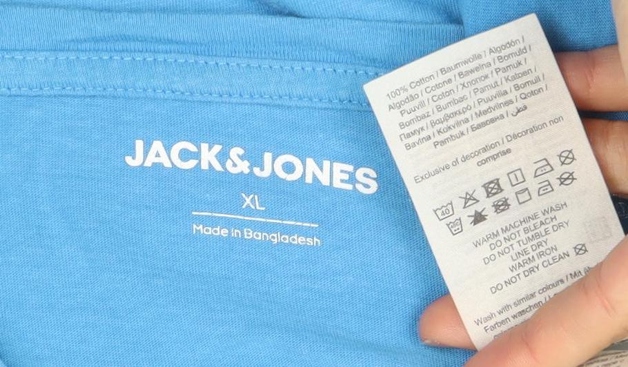 Mens UK Size XL JACK & JONES Blue Cotton T-Shirt