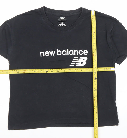 Womens UK Size XS New Balance Black Cotton Blend T-Shirt