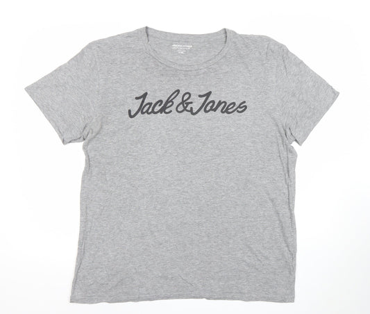Mens UK Size XL JACK & JONES Grey Cotton Blend T-Shirt