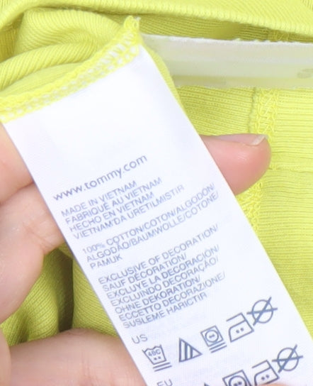 Tommy Hilfiger Women Yellow Cotton Slim Fit Short Sleeve T-Shirt M