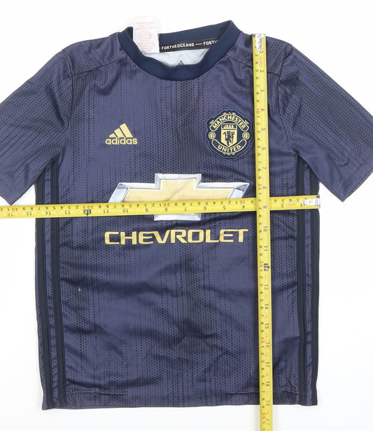 Adidas Boys Blue Manchester United Football Jersey 9-10 Years