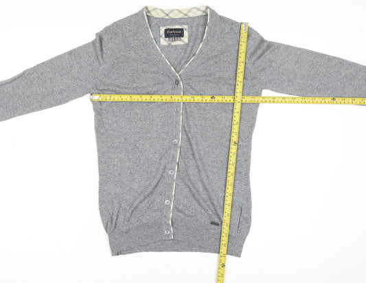 Barbour Women's Grey Size 8 Viscose Linen Blend Cardigan