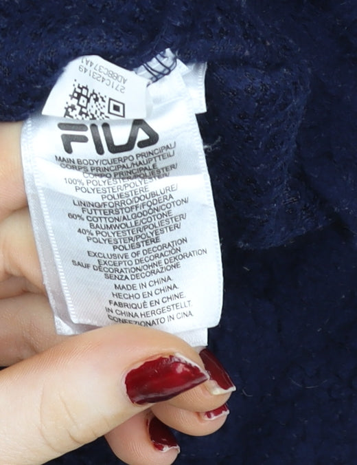 Womens UK L Regular FILA Blue Pullover Hoodie