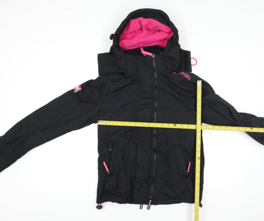 Superdry Women's Black Windcheater Hooded Jacket Size 8