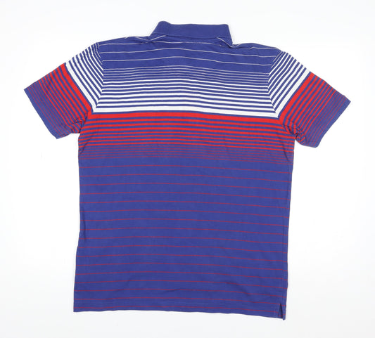 FILA Men's Blue Striped Collared Short Sleeve Polo T-Shirt Size M