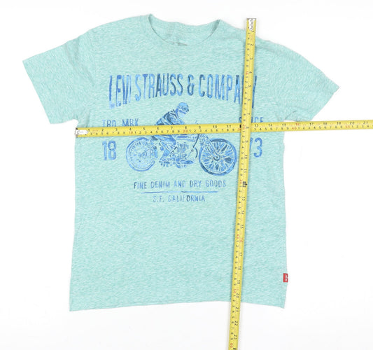Levi's Boys Green Graphic Motorcycle Cotton Blend T-Shirt 8-10 Years