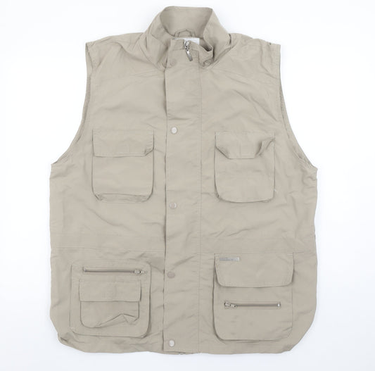 Champion Mens Beige L Waistcoat Bodywarmer Vest Outdoor Multi Pocket