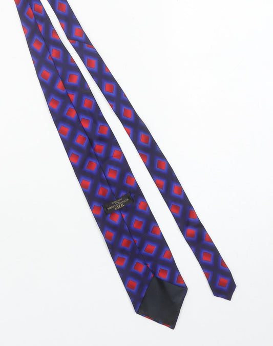 Marks and Spencer Men's Navy Red Geometric Silk Tie One Size