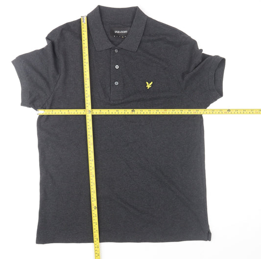 Lyle & Scott Men's Grey Cotton Polo Shirt Size L Classic Fit