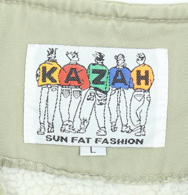 Kazah Men’s Beige Cotton Bodywarmer Waistcoat L Faux Fur Lined Outdoor Vest