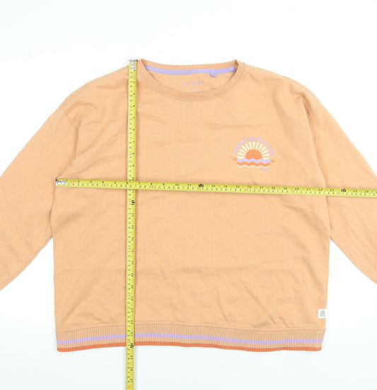 Womens UK 14 Regular FatFace Beige Pullover Sweatshirt