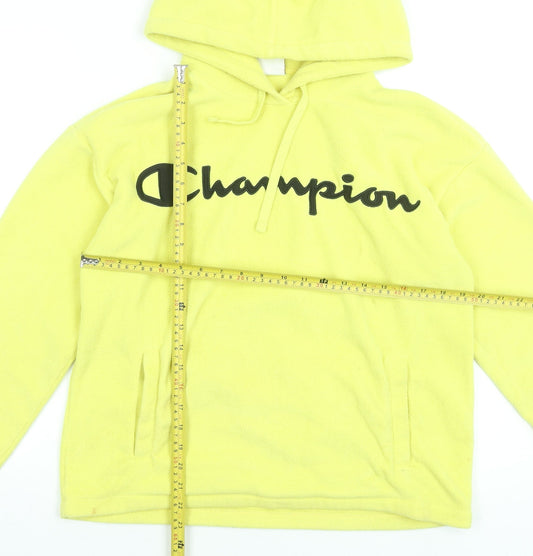Champion Men's Yellow Fleece Pullover Hoodie Medium