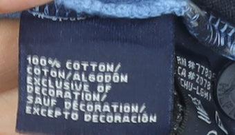 Tommy Hilfiger Men's Blue Striped Long Sleeve Cotton Polo M