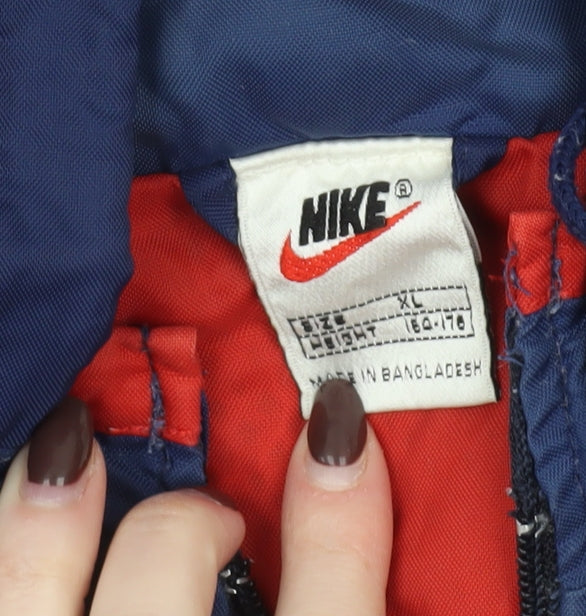 Nike Men's Blue Red XL Windbreaker Hooded Sports Jacket