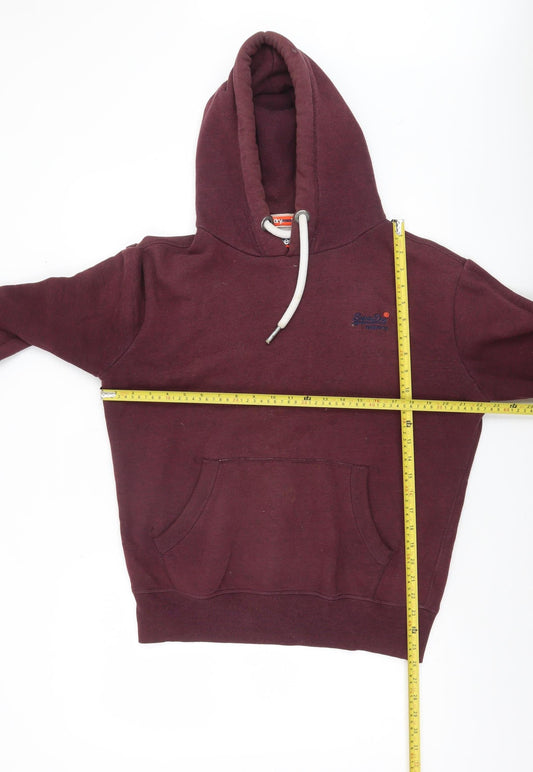 Superdry Men's Brown Pullover Hoodie Medium Fleece Lined Logo
