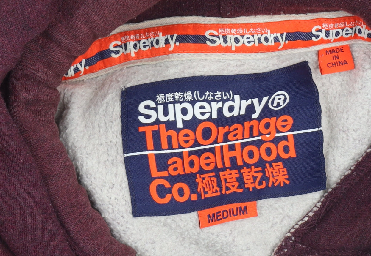 Superdry Men's Brown Pullover Hoodie Medium Fleece Lined Logo