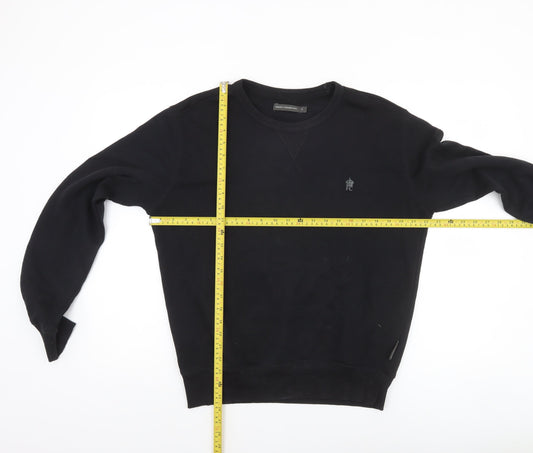 French Connection Men's Black Small Crew Neck Cotton Sweatshirt